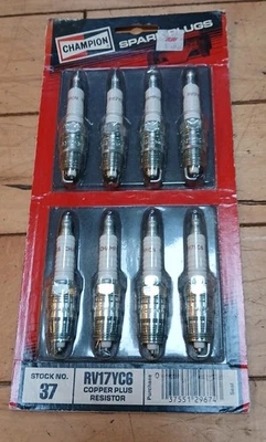 CHAMPION Copper Plus Resistor Spark Plugs RV17YC6 (New/Old Stock set of 8) NOS - Image 1 of 2