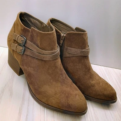 SONOMA Brown Esmetaupe Ankle Booties Boots Faux Suede Zip Buckle Women's 10 M - Image 1 of 4