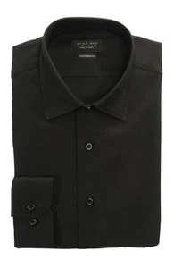 Tailored / Slim Fit Mens Black Dress Shirt Wrinkle-Free Spread Collar AZAR MAN - Picture 1 of 4