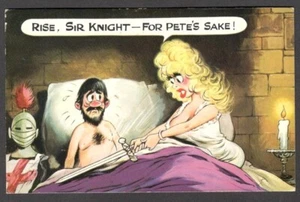 Vintage gewagter Humor Postkarte Rise Sir Knight - Bild 1 von 2