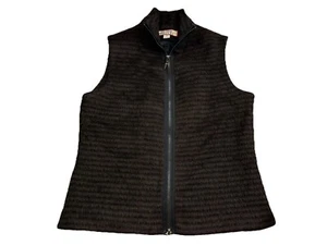 Beyond Threads RARE Womens Alpaca & Wool Soft Fuzzy Zip Up Vest- Dark Brown Sz M - Picture 1 of 9