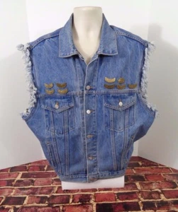 Chaqueta Sin Mangas Harley Davidson HD Azul Jean Talla Grande Bandera Americana - Imagen 1 de 8