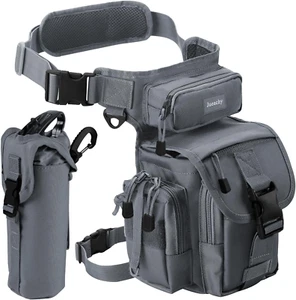 Borsa Da Gamba Da Uomo Tattica Borsa Gamba Moto Con Bottiglia D'Acqua, Grigio Ch - Foto 1 di 12