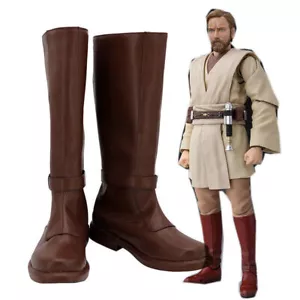 Star Wars Jedi Knight Obi-Wan Kenobi Boots PU Shoes Paty Props Costume Cosplay - Picture 1 of 8
