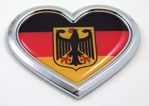 Germany HEART Flag Chrome Emblem Car Decal 3D Sticker Badge Bumper Deutschland - Imagen 1 de 1