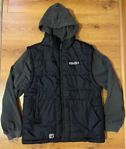 Jacket Zip Up And 1 Puffer Coat Basketball Black Gray Men’s M - Picture 1 of 8