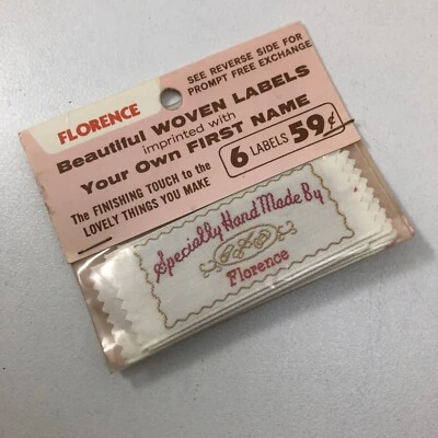 Juego de 6 etiquetas tejidas personalizadas de colección especialmente hechas a mano por Florence Foto 1 de 2