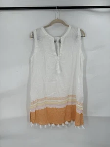 Rachel Zoe Top Damen klein weiß Leinenmischung Strand Küste Schwimmen Abdeckung Quaste - Bild 1 von 10