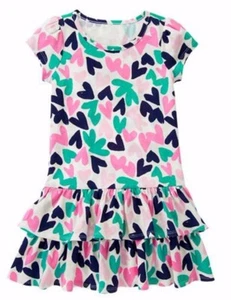 NWT GYMBOREE BTS Hop 'n' Roll Hearts Ruffle Pink Green Blue Dress Girl 4 5 6 10 - Picture 1 of 2