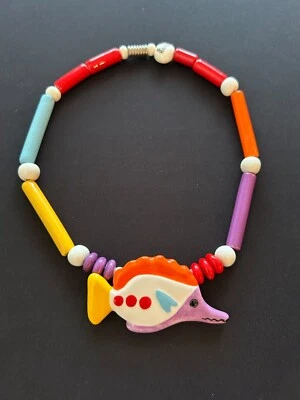 Collar De Colección Rubí Z Pintado Cerámica Cuentas Candace Loheed Peces Tropicales Cuentas Foto 1 de 4