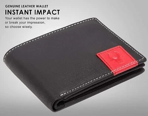 Nueva billetera de cuero doble plegable de calidad premium para hombre color negro - Imagen 1 de 7