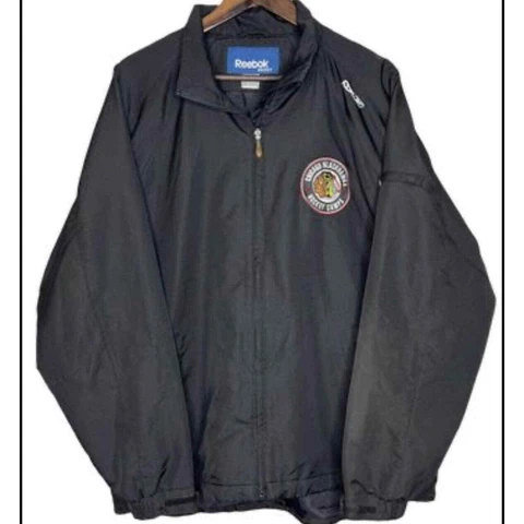 Reebok Black Chicago BlackHawks NHL Hockey Full Zip Jacket Size Large Cover
