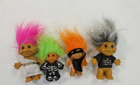 Lot of 4 VTG 90s Troll Doll Toy Figures Toga Skeleton Russ Zorro Older I Get Cover