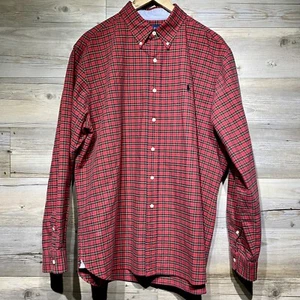 Vintage Ralph Lauren Classic Fit Mens XL Red Black Plaid Button Shirt Polo Pony - Picture 1 of 10