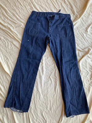 60s Vietnam War US Navy Hong Kong Tailored Dungarees Denim Trousers - Image 1 of 4