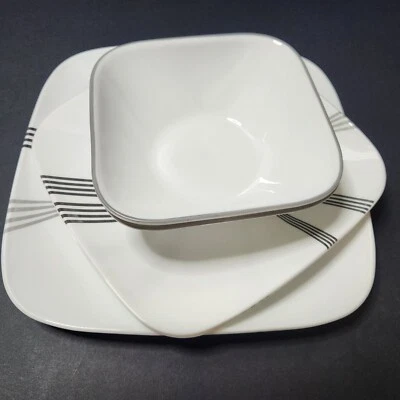 Corelle Dinnerware URBAN ARC 1 Dinner Plate 2 Luncheon Plates 2 Bowls Lot of 5 - Image 1 of 4