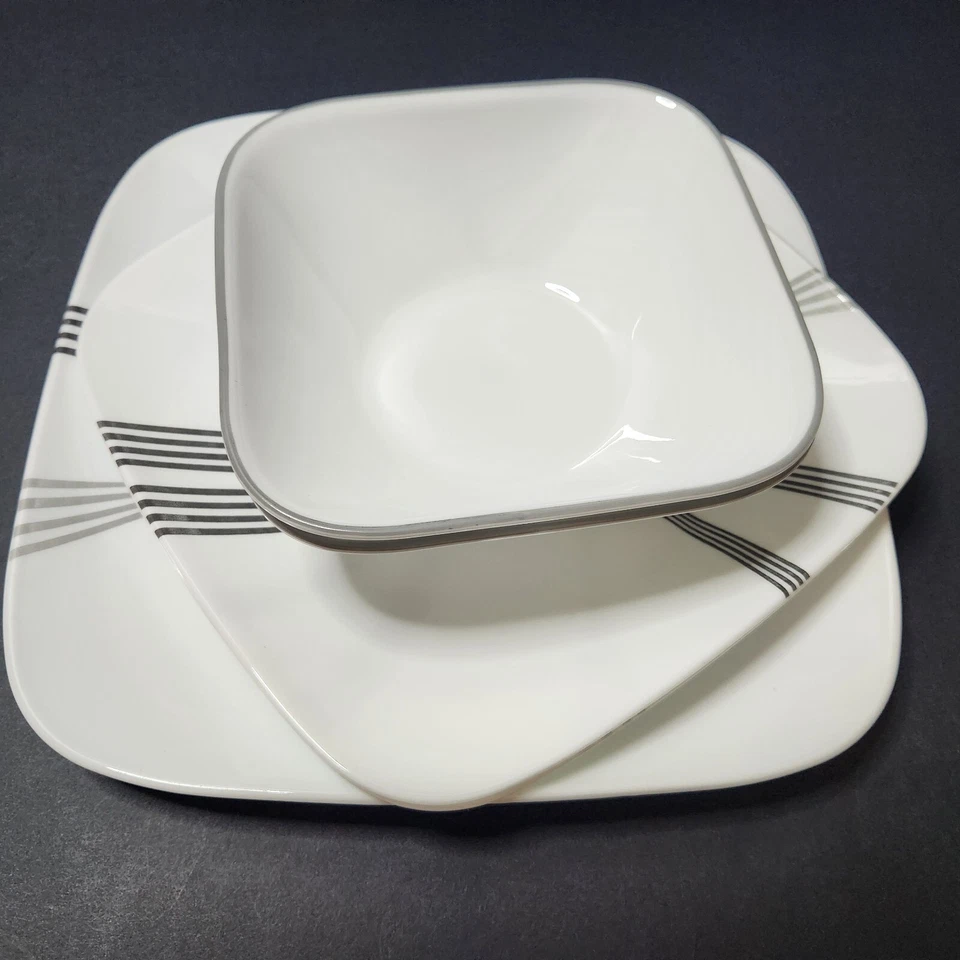 Corelle Dinnerware URBAN ARC 1 Dinner Plate 2 Luncheon Plates 2 Bowls Lot of 5 - Image 1 of 4