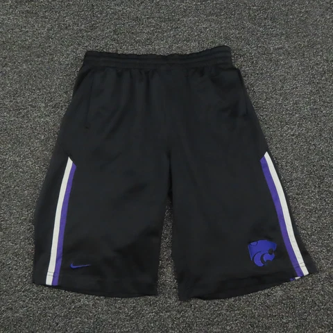 Kansas State Wildcats Nike Shorts Youth Large Black & Purple Dri-Fit Breathable Cover