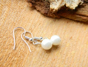 PERLEN OHRRINGE Schmuck Ohrhänger echt Handarbeit 925 Silber Haken neu - Bild 1 von 8