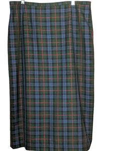 Vintage Black Watch Tartan Plaid Skirt Womens 16 Wool Preppy Holiday Academia - Picture 1 of 5