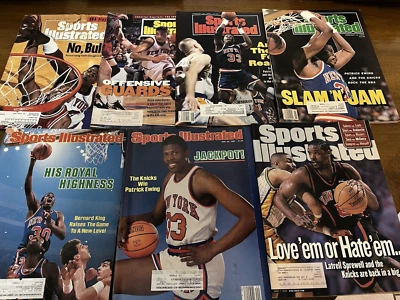 Lot of 7 Vintage Sports Illustrated New York Knicks Ewing Starks King Sprewell - Image 1 of 4