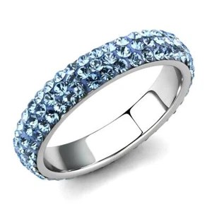 Banda eterna de acero inoxidable con incrustaciones de joya cristal azul claro TK316 - Imagen 1 de 25