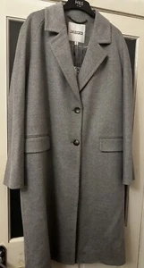 NUEVO Abrigo Jaeger 100% Lana Pura Gris Longline Talla 16 Nuevo con Etiquetas - Imagen 1 de 15