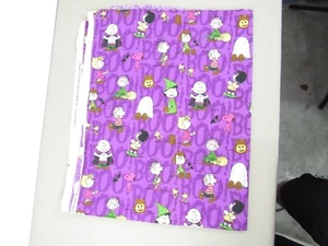 Vintage Peanuts Stoff Blatt lila Boo Halloween Snoopy 34"x84" Concord 2001 - Bild 1 von 3