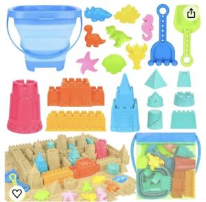 Collapsible Beach Toys for Kids Toddlers, Sand Bucket and Shovels Set 