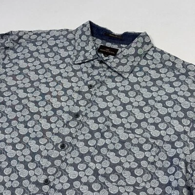 Rodd & Gunn Button-Up Shirt Cotton Leaf Pattern Short Sleeve Blue Gray Men’s 2XL - Изображение 1 из 4