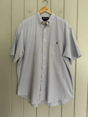Camisa de golf Ralph Lauren para hombre XL abotonada azul a rayas Seersucker Tilden Pony Foto 1 de 4