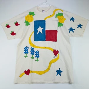 Camiseta vintage de una sola puntada Texas bandera pintada a mano Bluebonnets Jerzees EE. UU. XL - Imagen 1 de 10