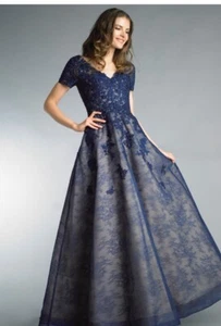 BASIX BLACK LABEL Blue Sequin PRom Ball Gown US 2 - Picture 1 of 12