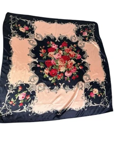 Bufanda Mujer Ligera Floral Femenina Elegante Azul Rosa - Imagen 1 de 6