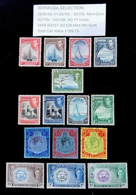 Bermuda stamp selection 1938-1949 KG V1 SG110 onward Mint & Used.Cat £199.75.K66 - Image 1 of 4