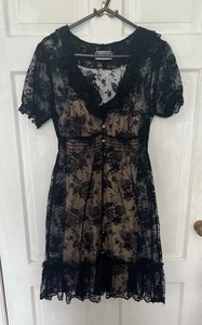 Gorgeous LIPSY LONDON black lace mini dress with nude underlay SIZE 10 - Picture 1 of 10