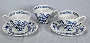 Set (5) Vintage J & G Meakin 3 Tassen & 2 Untertassen England Classic Blau Nordic - Bild 1 von 10