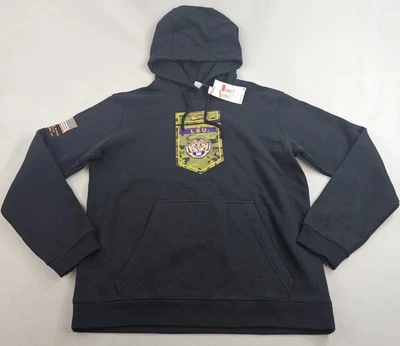 Nike sweatshirt hoodie L Large 44" black camo LSU FGN6797-010 USA flag $60 mens - Image 1 of 4
