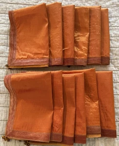 VTG Silk Blend Placemats Set Of 12 ~READ~ Burnt Orange 18x12.5 India Beaded EUC - Picture 1 of 16