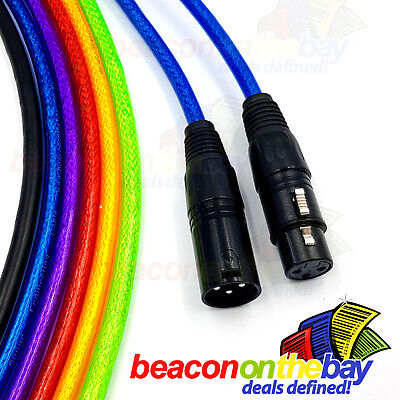 XLR Cable Male Female Australian Made 6 Colours Balanced 3-Pin Lead Mic 30Cm-35M • 19.80$