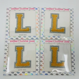 Toppe adesive quadrifoglio pietra nuove - lettera L giallo letterman lotto di 4 - Foto 1 di 5