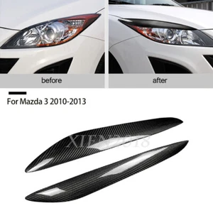 Carbon Fiber Headlight Eyebrow Eyelids Overlay For Mazda 3 2010-2013 Accessories - Picture 1 of 7