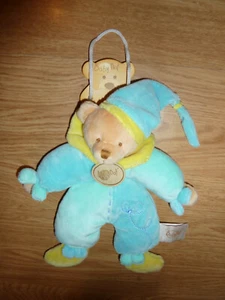 Doudou Peluche Babynat baby'nat Ours Bear Bär Orso jaune bleu turquoise pantin 9 - Picture 1 of 1