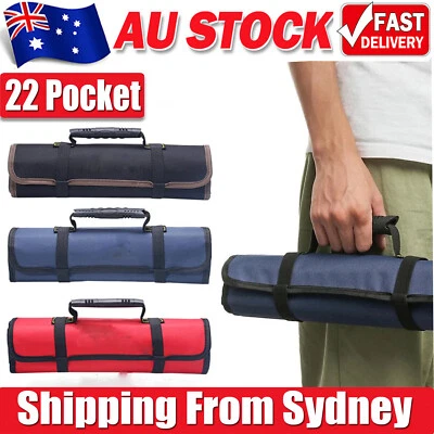 22 Pocket Tool Roll Fold Spanner Canvas Case Wrench Storage Bag Multifunctional  - image 1 of 4