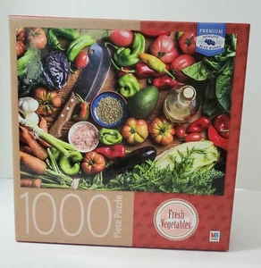 Fresh Vegetables 1000 pc Jigsaw Puzzle Milton Bradley Hasbro Durable 20x27 Hobby - Picture 1 of 5
