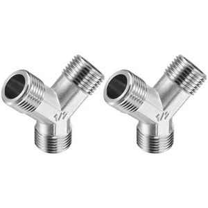 2pcs Copper Pipe Fitting G1/2 Male Y Shape 3 Way Wye Hose Connector Adapter - Picture 1 of 6
