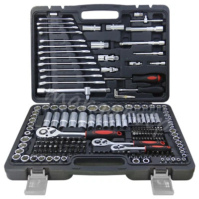 Ratschenkasten 216tlg Steckschlüssel Satz Cr-V Knarrenkasten1/2 1/4 3/8" Bitsatz - Bild 1 von 4