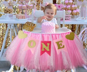 Baby Boy Girls High Chair Banner Baby First One 1st Birthday Party Photo Prop - Picture 1 of 7
