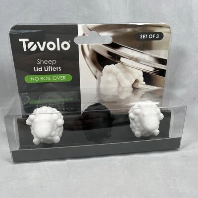 Levantadores de tampa Tovolo ovelha novo na caixa conjunto de 3 sem ferver mais de 2 branco 1 ovelha preta - Imagem 1 de 4
