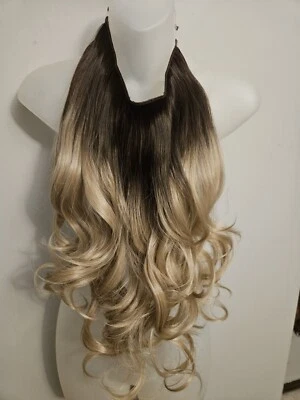 BEAUTIFUL OMBRE Blonde Hairpiece Invisible Wire Extension Wavy Hair - Image 1 of 4